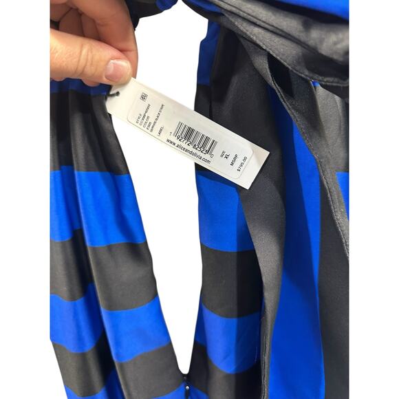 Alice + Olivia Blue and Black Striped Halter Maxi Dress - Picture 11 of 11